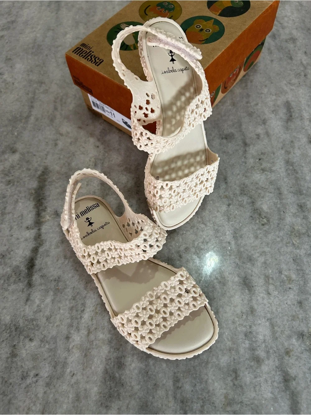 Mini Melissa Little Girls Beige Panc + Isabela Capeto Sandals Size 11